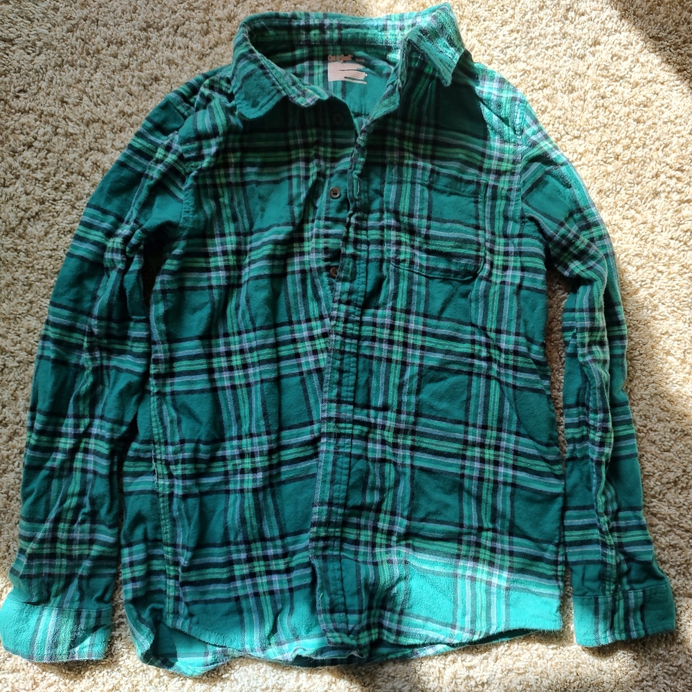 Cat & Jack Green Plaid Button-Down Shirt